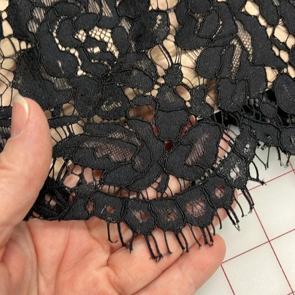 ELIZA J Cocktail/Wedding Floral Black Lace Off Shoulder Flutter SLV Sheath 10 - Picture 7 of 16